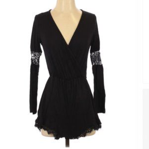 William B Long Sleeve Black Romper